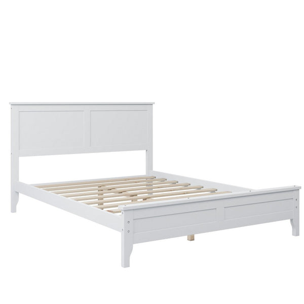 Grant Modern Full Size Platform Bed with Slats and Headboard, Classic White - BM287878