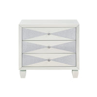 Lexi 28 Inch Modern Nightstand with 3 Drawers, Shimmer Accents, Off White - BM287992