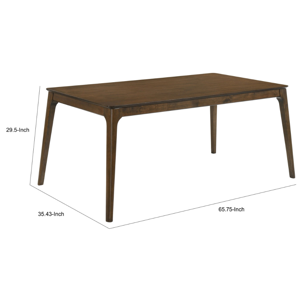 Nick 66 Inch Modern Dining Table, Rubberwood, Angled Legs, Walnut Brown - BM288004