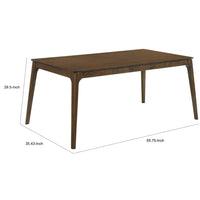 Nick 66 Inch Modern Dining Table, Rubberwood, Angled Legs, Walnut Brown - BM288004