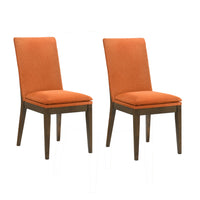 Nick 26 Inch Set of 2 Dining Chairs, Walnut Brown Rubberwood Frame, Orange - BM288005