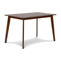 Bev 47 Inch Modern Dining Table, Sleek Rubberwood Frame, Dark Walnut Brown - BM288006