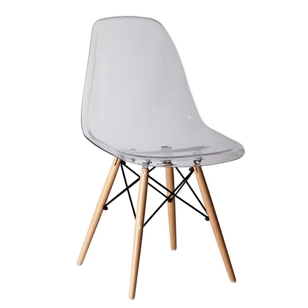 Louie 21 Inch Modern Side Chair, Wood Finished Legs, Translucent Seating - BM288110