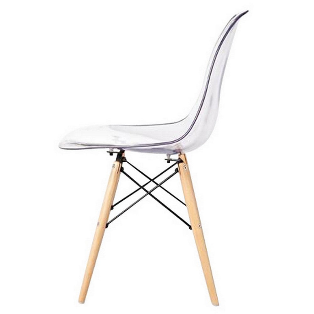 Louie 21 Inch Modern Side Chair, Wood Finished Legs, Translucent Seating - BM288110