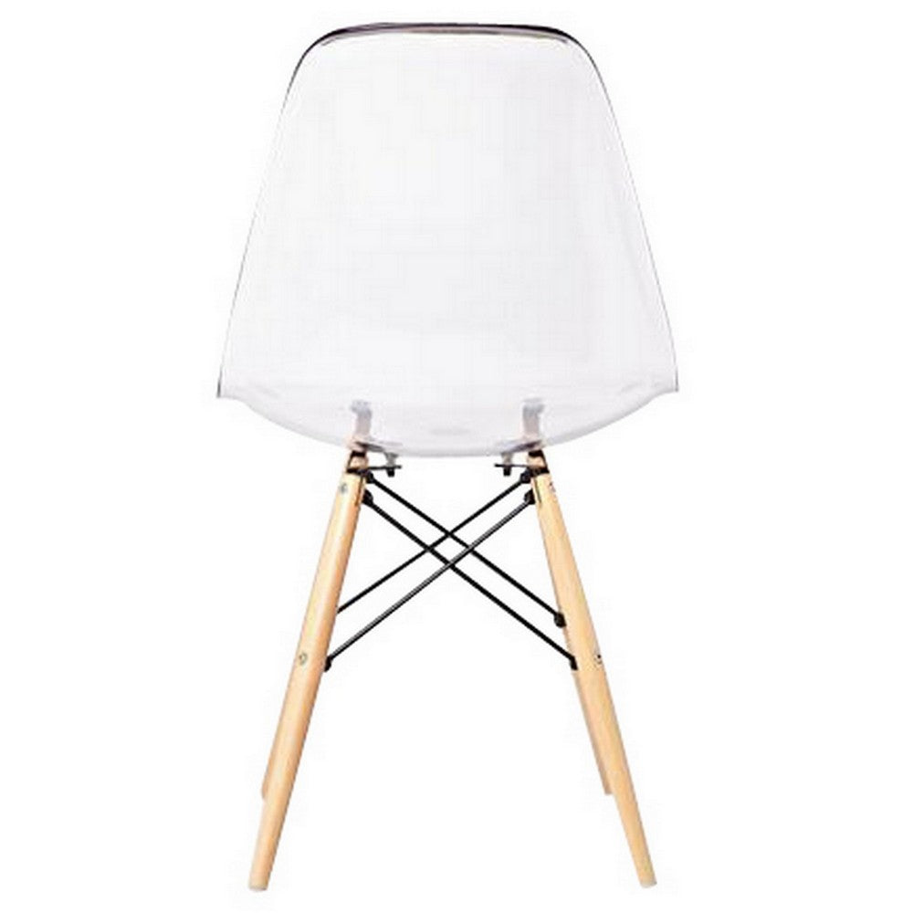 Louie 21 Inch Modern Side Chair, Wood Finished Legs, Translucent Seating - BM288110