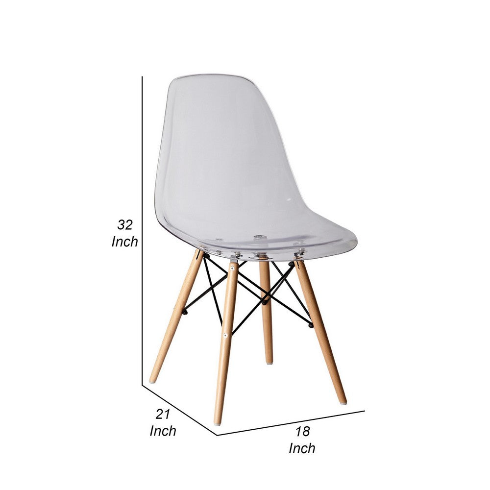 Louie 21 Inch Modern Side Chair, Wood Finished Legs, Translucent Seating - BM288110