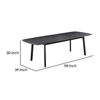 Dene 79-98 Inch Modern Extendable Rectangle Dining Table, Black Brushed Oak - BM293104