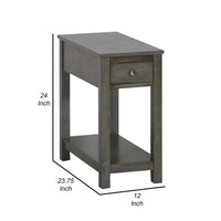 Nili 24 Inch Side End Table, Warm Gray Finish, Single Drawer and Shelf - BM293332