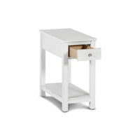 Nili 24 Inch Side End Table, Crisp White Finish, Single Drawer and Shelf - BM293333