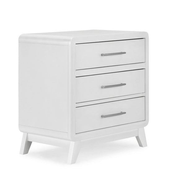 Peri 29 Inch Nightstand, 3 Drawers, Classic Crisp White, Solid Wood Frame - BM293338