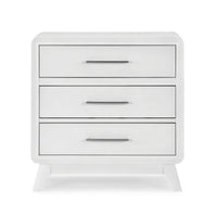 Peri 29 Inch Nightstand, 3 Drawers, Classic Crisp White, Solid Wood Frame - BM293338