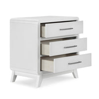 Peri 29 Inch Nightstand, 3 Drawers, Classic Crisp White, Solid Wood Frame - BM293338