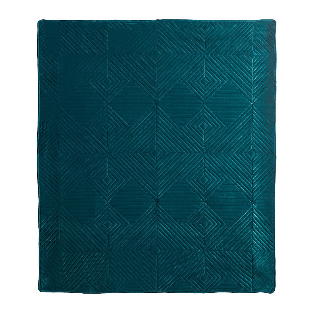 Ahab 60 x 50 Quilted Throw Blanket, Polyester Filling, Teal Dutch Velvet - BM293464