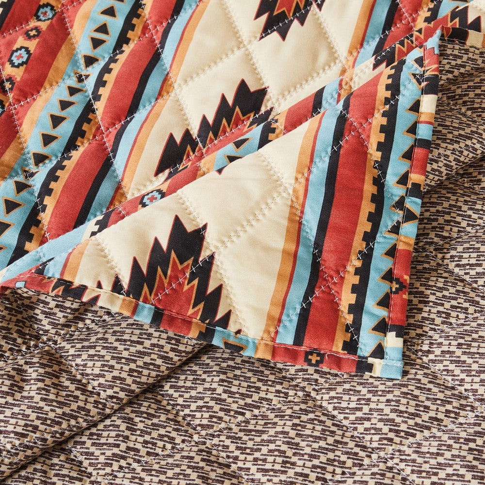 Tagus 60 Inch Throw Blanket, Natural Southwest Patterns, Machine Quilted - BM293468