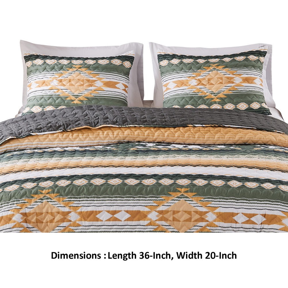 Jashua 20 x 36 King Size Pillow Sham, Southwest Yellow Stripes, Zipper - BM293496