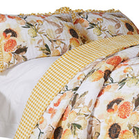 Kelsa 2 Piece Twin Quilt Set with Pillow Sham, Cotton, Ruffled Border, Gold - BM293498