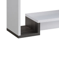 36 Inch Modern Console Table, Multilevel Wood Shelves, Gray and White - BM293544