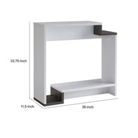 36 Inch Modern Console Table, Multilevel Wood Shelves, Gray and White - BM293544