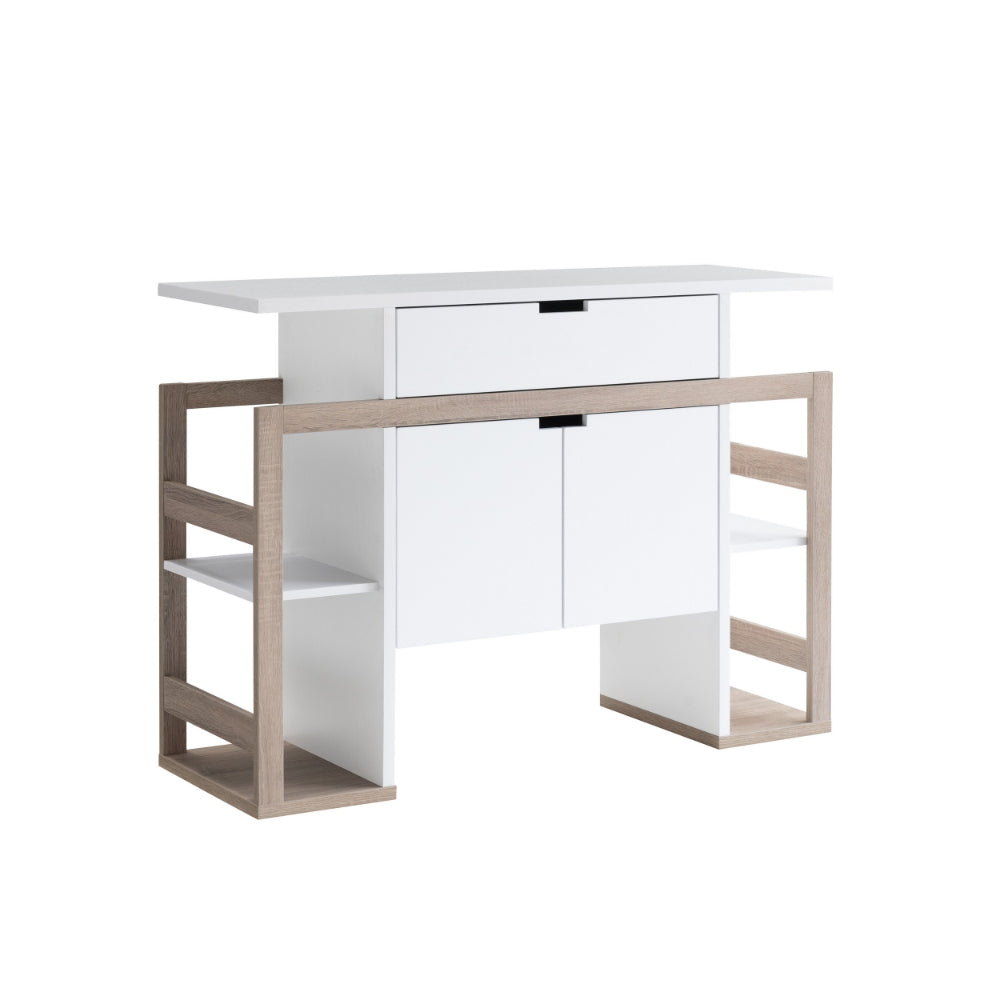 benzara 47 Inch Serving Cabinet Buffet Sideboard Console 4 Shelves White Gray - BM293546