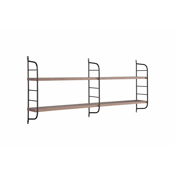 Cox 47 Inch Two Tier Wall Mounted Metal Shelf, 5 Adjustable Heights, Gray - BM293552