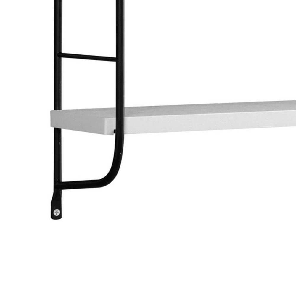 Cox 47 Inch Two Tier Wall Mounted Metal Shelf, 5 Adjustable Heights, White - BM293554