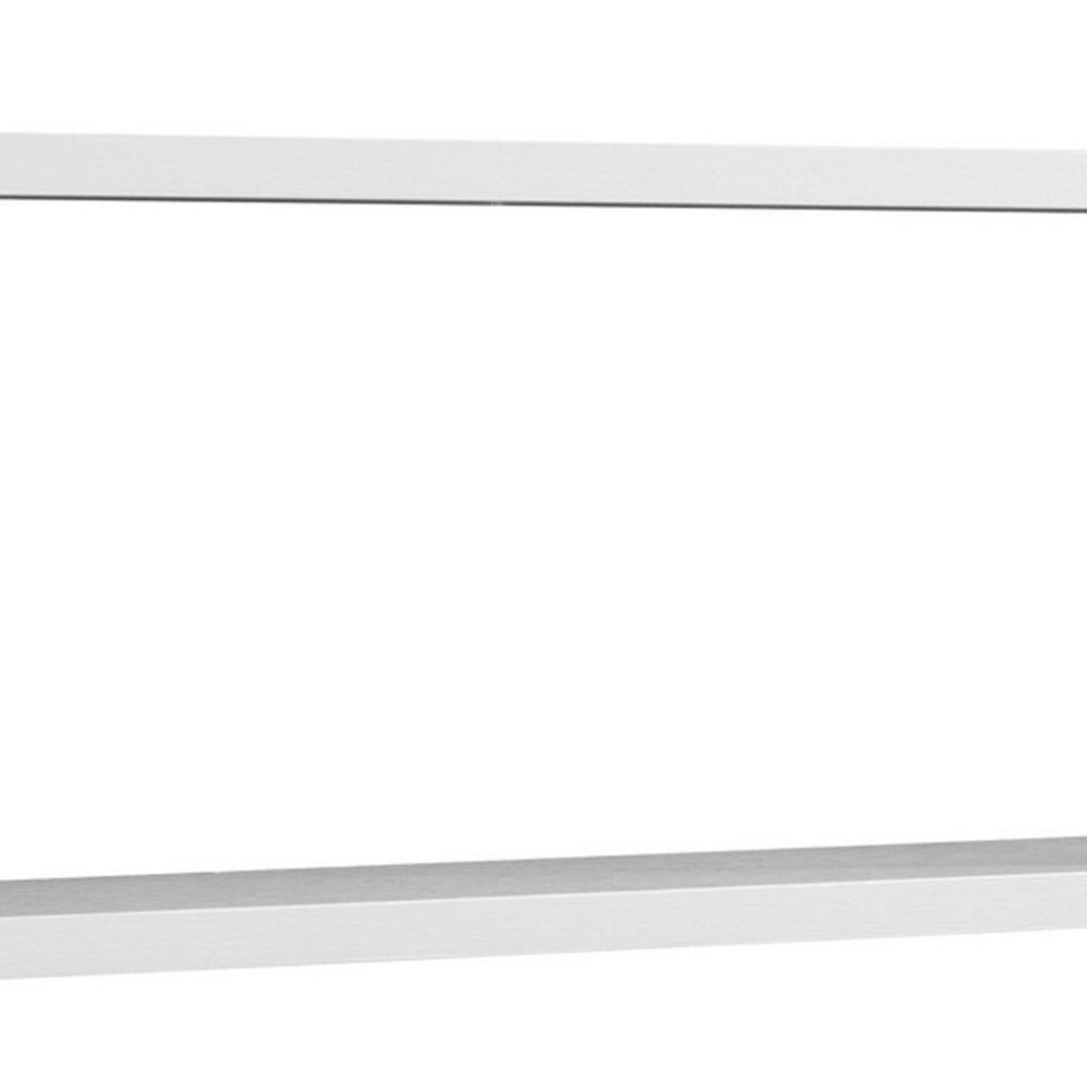 Cox 47 Inch Two Tier Wall Mounted Metal Shelf, 5 Adjustable Heights, White - BM293554