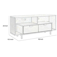 Jett 60 Inch TV Media Entertainment Console, 2 Drawers, 2 Shelves, White - BM293559