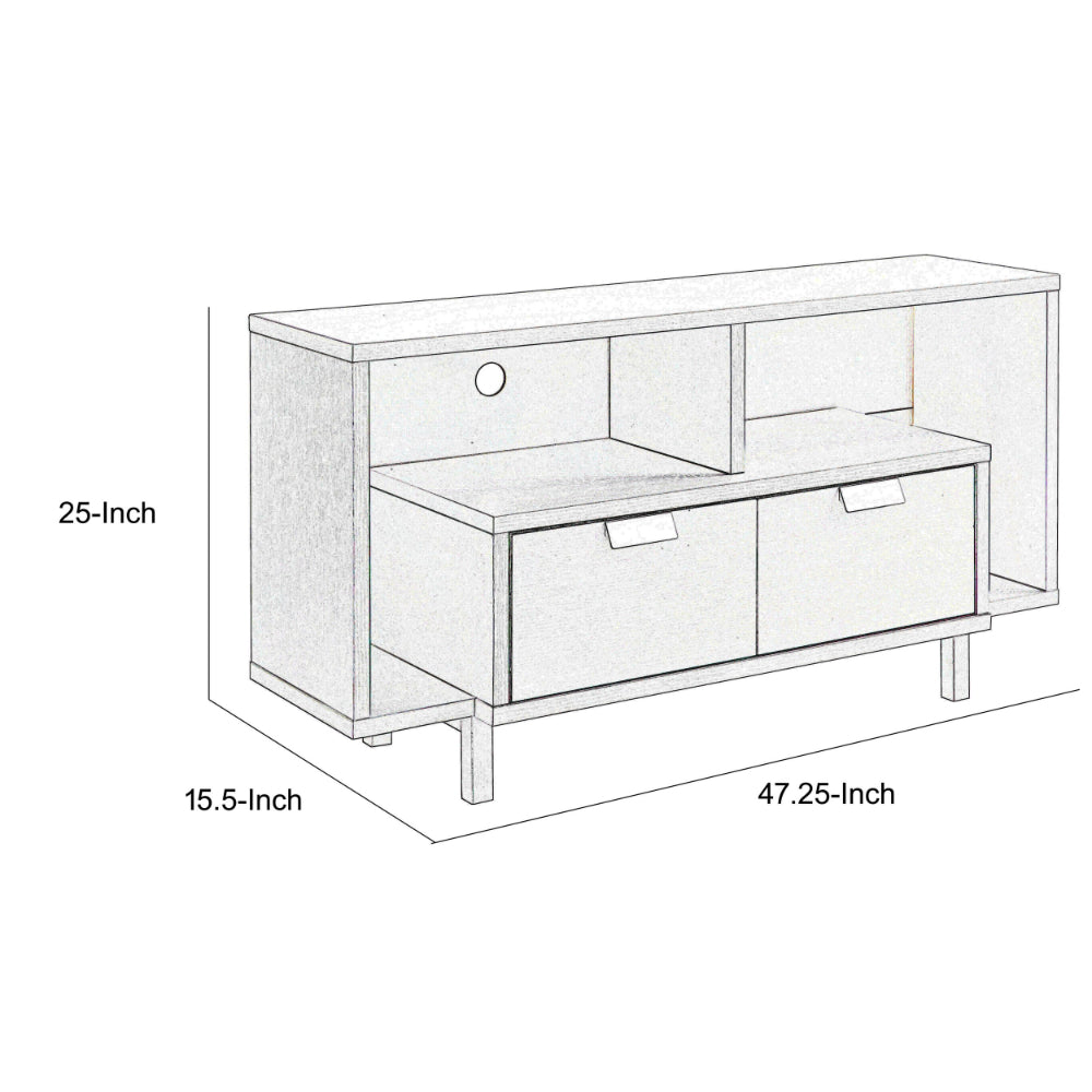 Jett 47 Inch TV Media Entertainment Console, 2 Drawers, 2 Shelves, White - BM293560