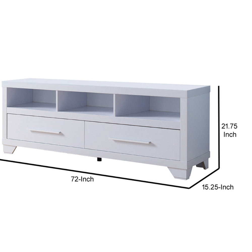 72 Inch Modern TV Entertainment Console with 2 Drawers and 3 Shelves, White - BM293561