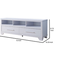 72 Inch Modern TV Entertainment Console with 2 Drawers and 3 Shelves, White - BM293561