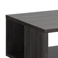 47 Inch Modern Coffee Table, Abstract Style, Open Shelf, Distressed Gray - BM293563