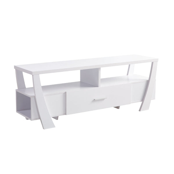 Ayan 60 Inch TV Entertainment Console, 3 Shelves and 1 Drawer, Crisp White - BM293565