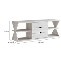 60 Inch TV Media Entertainment Console with 4 Shelves, 3 Drawers, Oak White - BM293567
