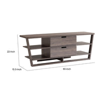 60 Inch TV Media Entertainment Console, 4 Floating Shelves, 2 Drawer, Brown - BM293568