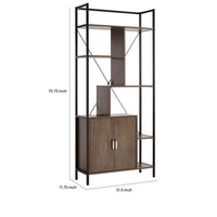 Viola 71 Inch Modern Display Cabinet with 7 Shelves, Metal Frame, Brown - BM293570