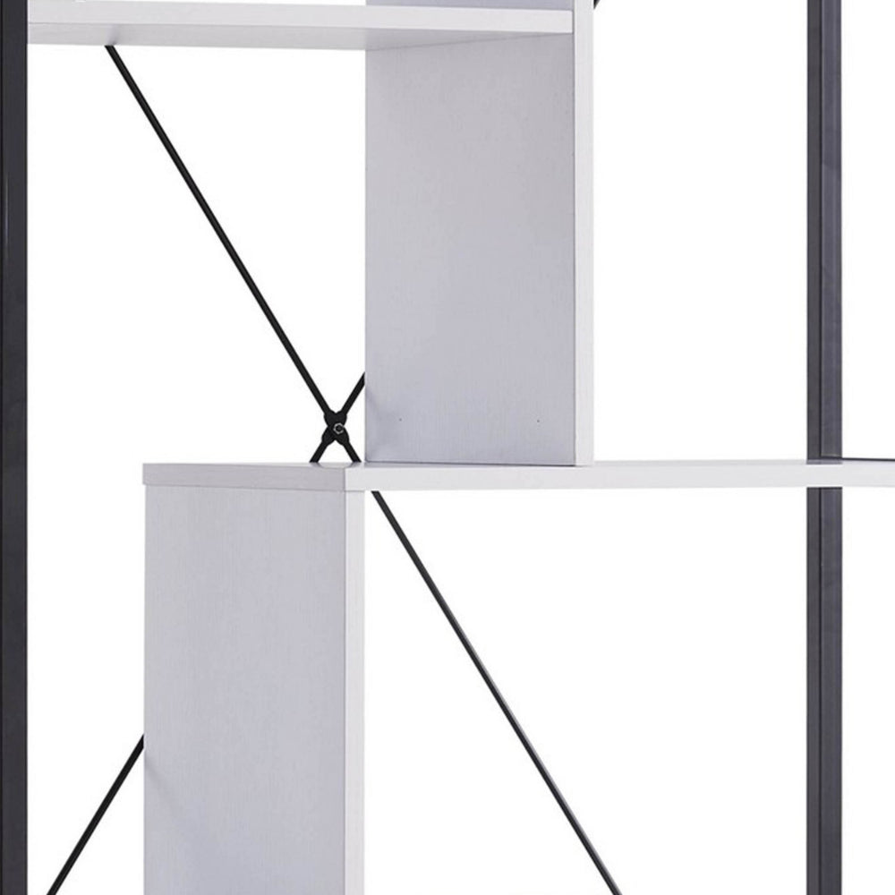 Viola 71 Inch Modern Display Cabinet with 7 Shelves, Metal Frame, White - BM293572