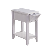 24 Inch Modern Chairside Table with Extendable Drawer and Cupholders, White - BM293578