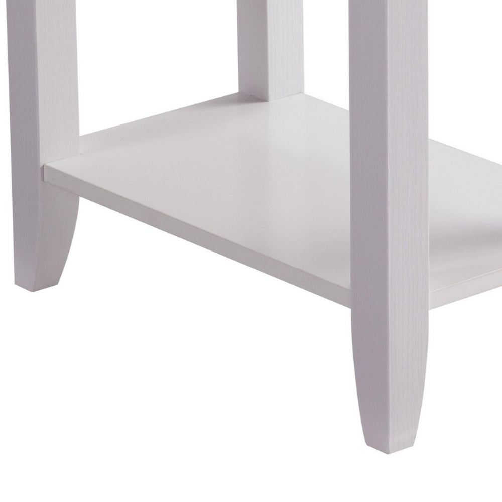 24 Inch Modern Chairside Table with Extendable Drawer and Cupholders, White - BM293578