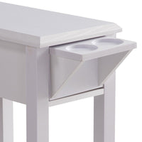 24 Inch Modern Chairside Table with Extendable Drawer and Cupholders, White - BM293578