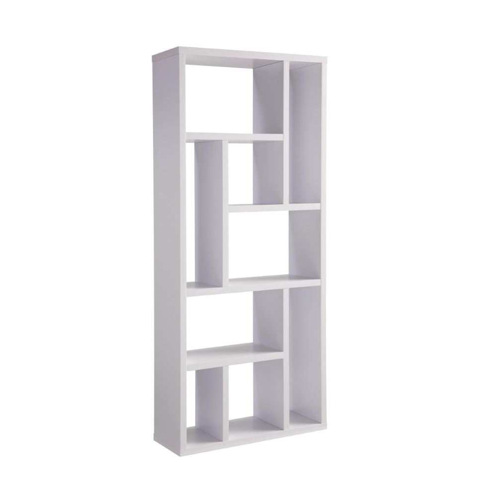 Asa 71 Inch Modern Display Bookshelf, 9 Multi Level Shelves, White Finish - BM293584