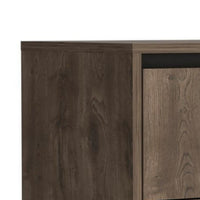 Elbe 33 Inch Modern Nightstand, 2 Gliding Drawers, Dark Oak Veneer Finish - BM293750