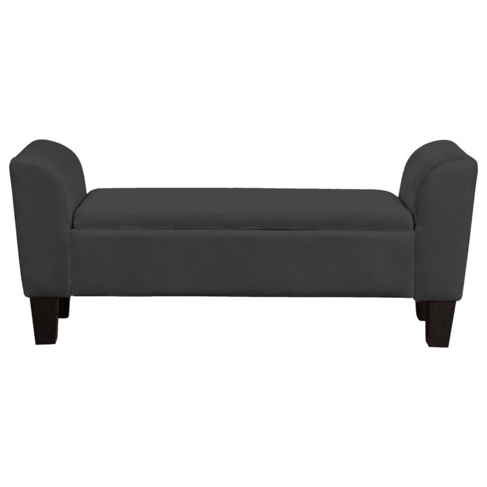 55 Inch Accent Storage Bench with Performance Velvet Upholstery, Black - BM293900