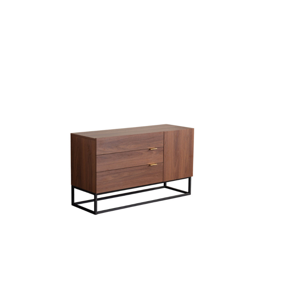 47 Inch TV Stand Media Console Table with 3 Drawers, Warm Brown and Black - BM293920