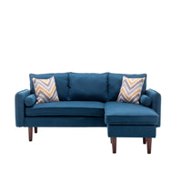 Ranon 70 Inch Sectional Chaise Sofa, Pillows, USB Ports, Side Pockets, Blue - BM293941