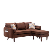 Ranon 70 Inch Sectional Chaise Sofa, Pillows, USB Ports, Side Pockets Brown - BM293946