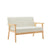 Gala 45 Inch Modern Loveseat Bench, Ivory Fabric, Natural Brown Wood Frame - BM293960