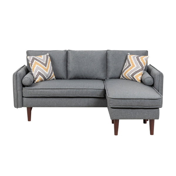 Ranon 70 Inch Sectional Chaise Sofa, Pillows, USB Ports, Side Pockets, Gray - BM293962