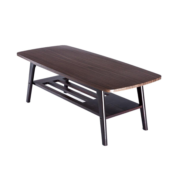 Gala 47 Inch Modern Wood Coffee Table with Bottom Shelf, Espresso Brown - BM293965