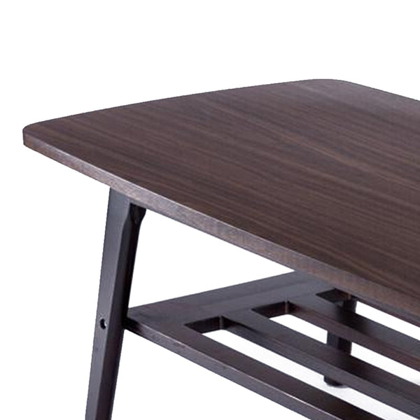 Gala 47 Inch Modern Wood Coffee Table with Bottom Shelf, Espresso Brown - BM293965
