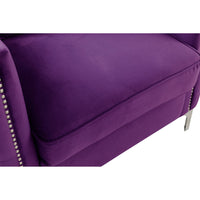 Zion 73 Inch Modern Sofa, Button Tufted Purple Velvet with Nailhead Trim - BM293966